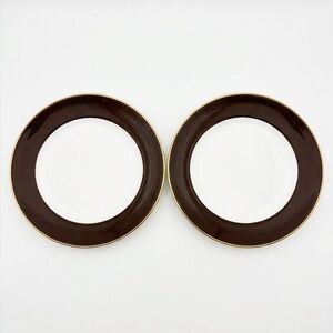 NWOT Lenox x Kate Spade Set of 2 Brown and Gold Rim Dinner Plates